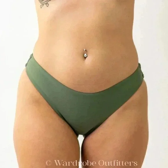Green Cheeky V Bikini Rave Bottoms - Picture 2 of 8